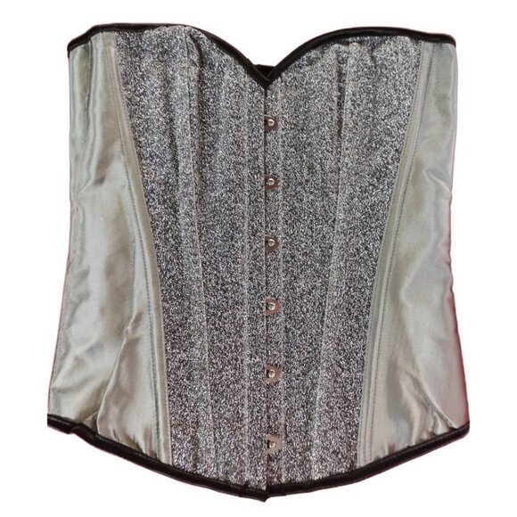 None Tops - 💜 NWT Silver Sparkle Overbust Corset and Thong Set